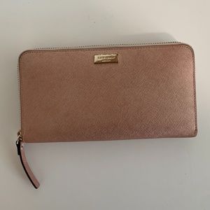 Kate Spade Rose Gold Zip-Around Wallet